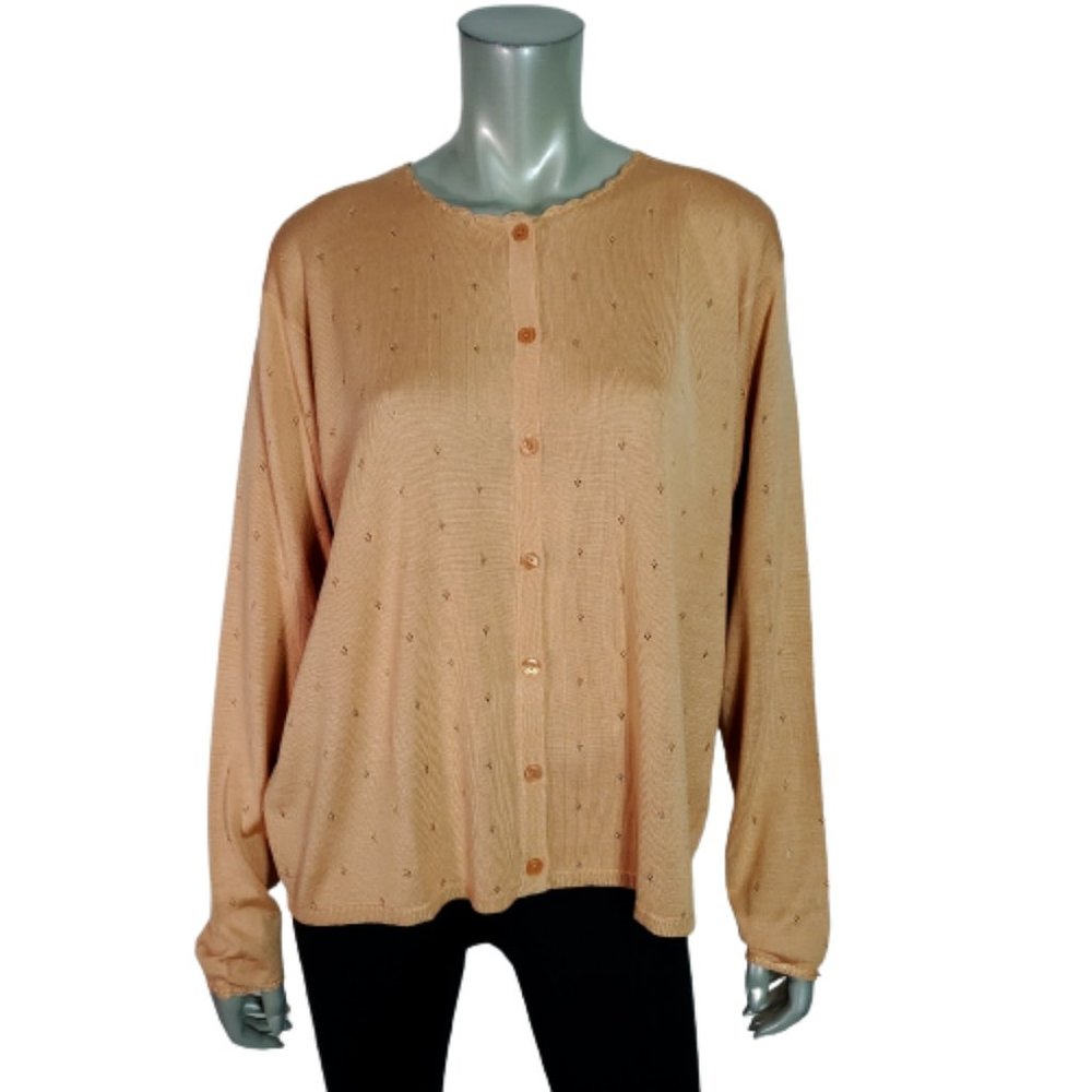 Vintage Diane Von Furstenberg 100% Silk Sweater L Lightweight Orange NWT DVF